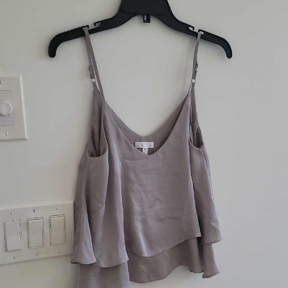 Leith Tan Sleeveless Asymmetrical Crop Camisole